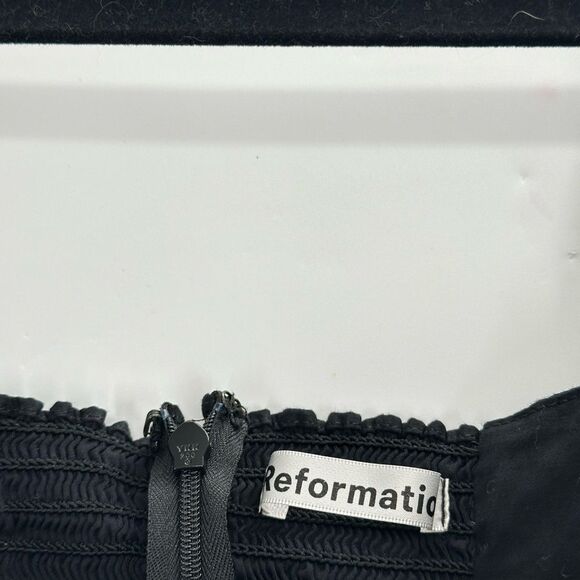 Reformation Farley Dress Black Mini Puff Sleeve - Picture 3 of 9